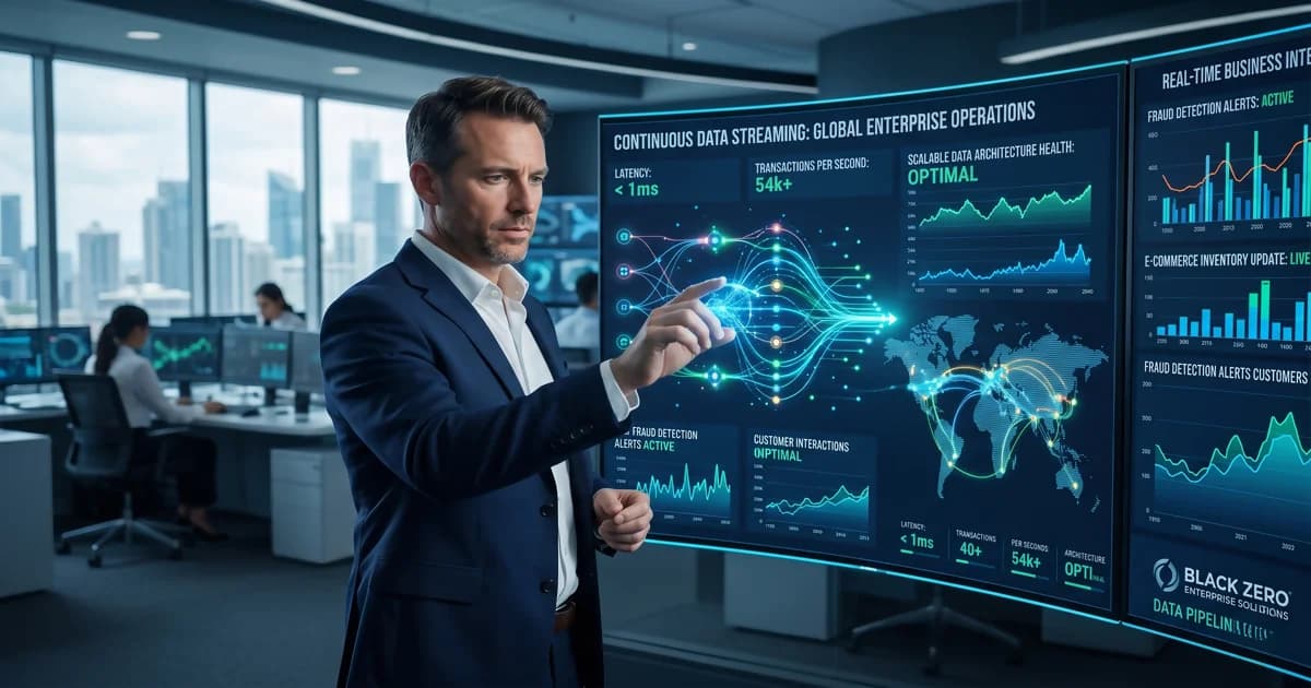 Dashboard showing continuous data streaming for enterprise operations