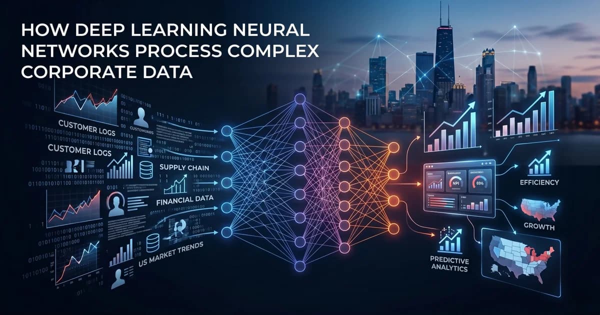 Neural network architecture processing American corporate data sets.