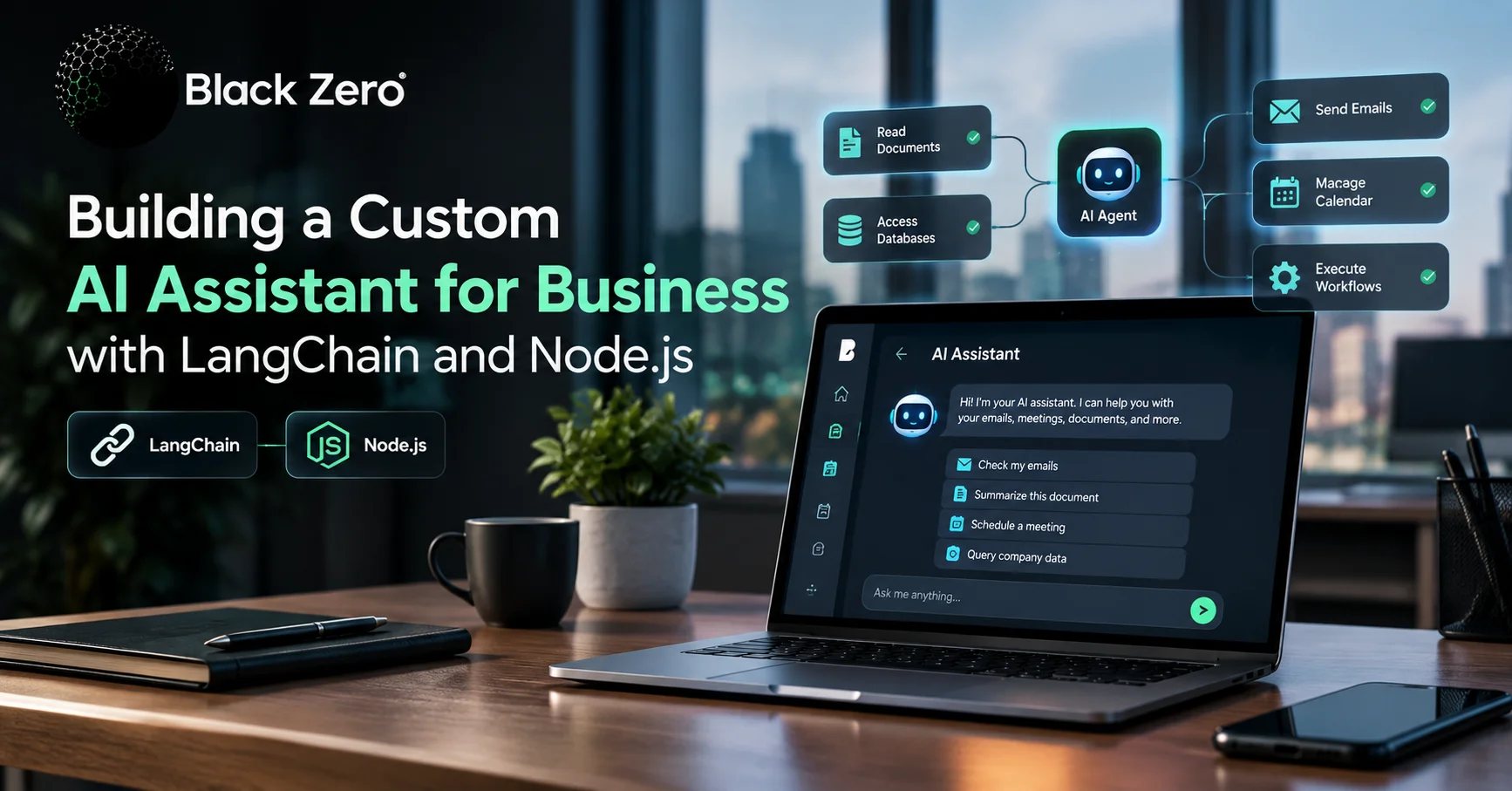 Enterprise software engineer building a custom ai assistant for business using Node.js code workflows