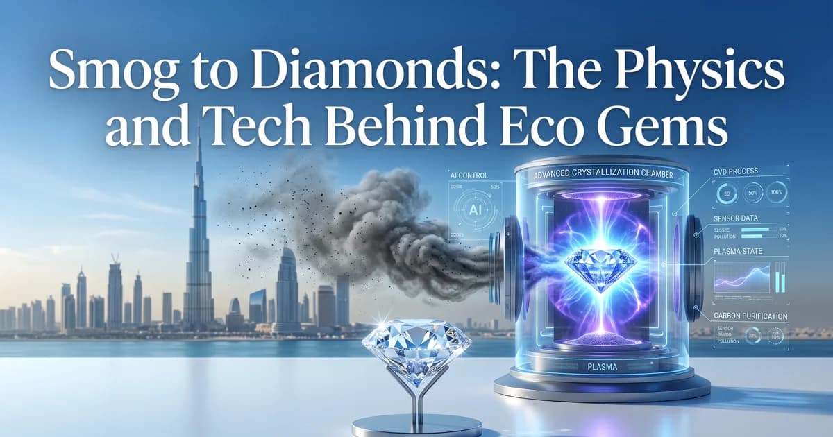 Advanced crystallization chamber transforming urban smog into sustainable lab-grown diamonds in the UAE