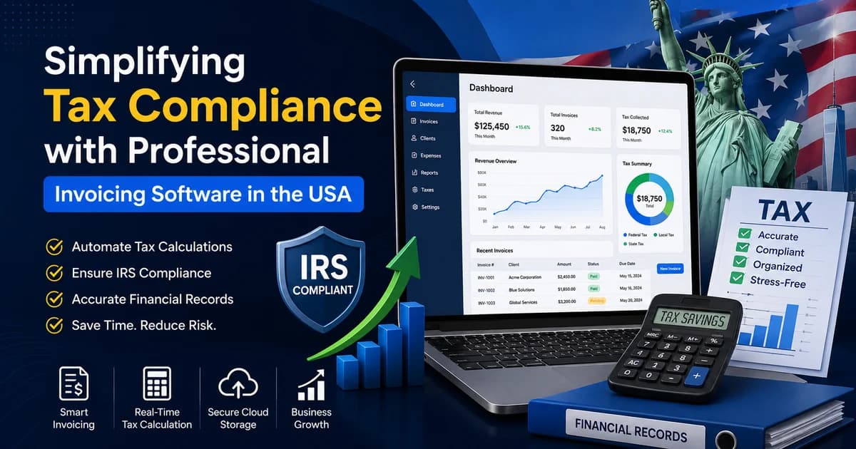 Tax compliance invoicing software USA dashboard tracking real-time business revenue streams