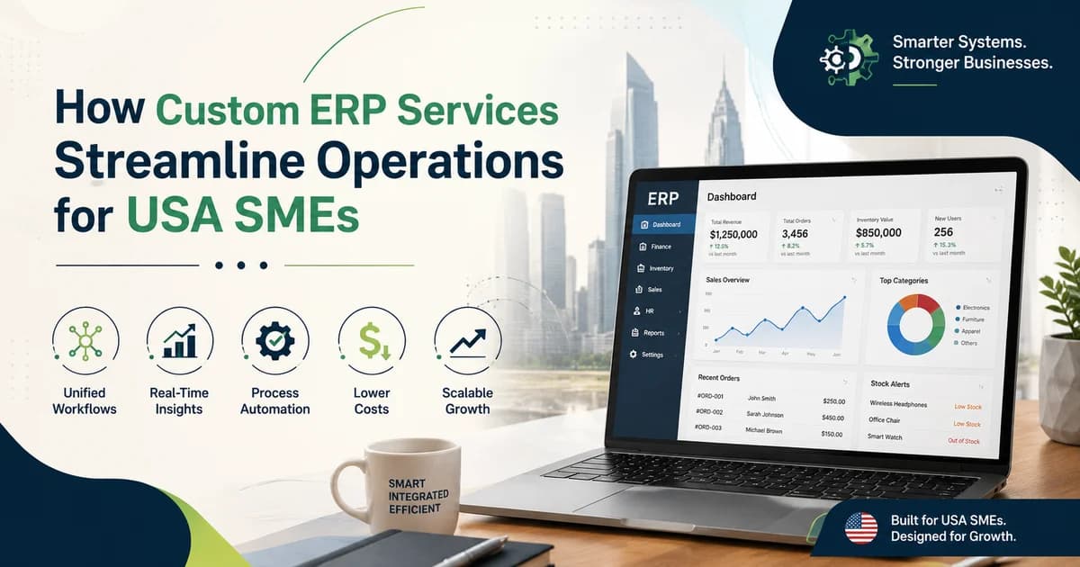 Unified ERP dashboard interface highlighting real time supply chain data integration