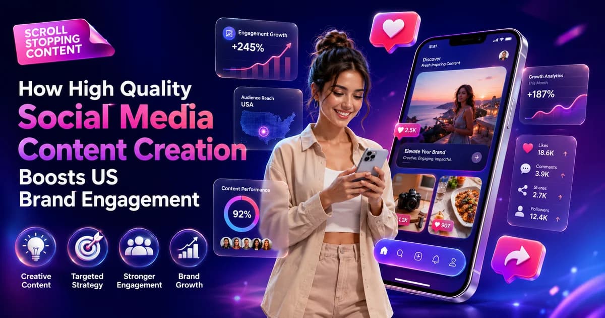 Professional team developing social media content creation services US strategies