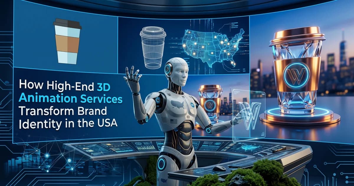Futuristic glass morphism design showcasing high-end 3D animation services in the USA