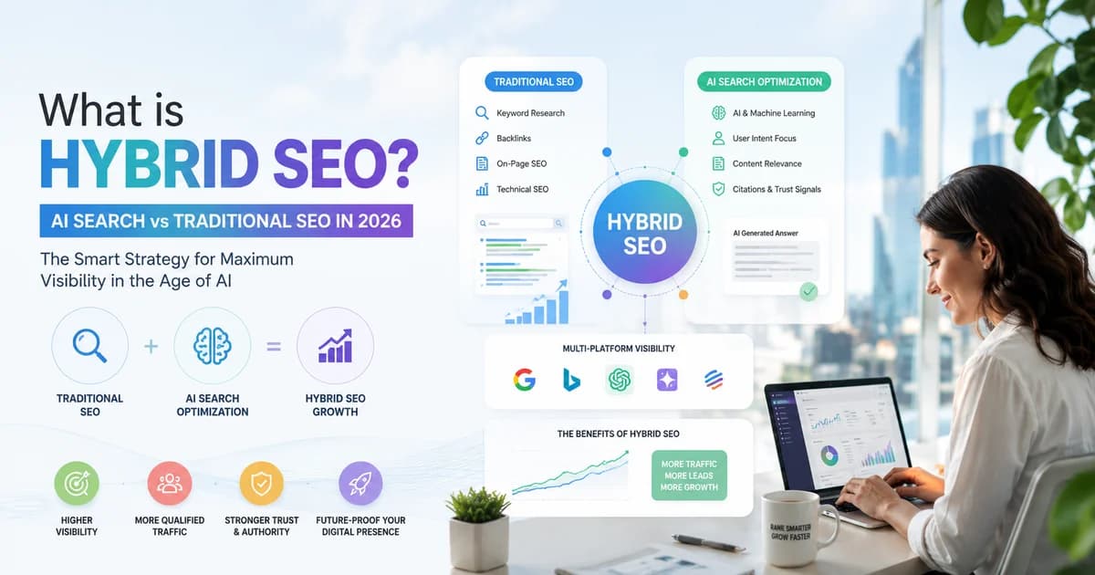 Hybrid SEO strategy merging AI search algorithms and traditional marketing